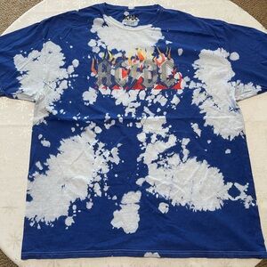 AC/DC Blue and White Tie-Dye Short Sleeve Tee